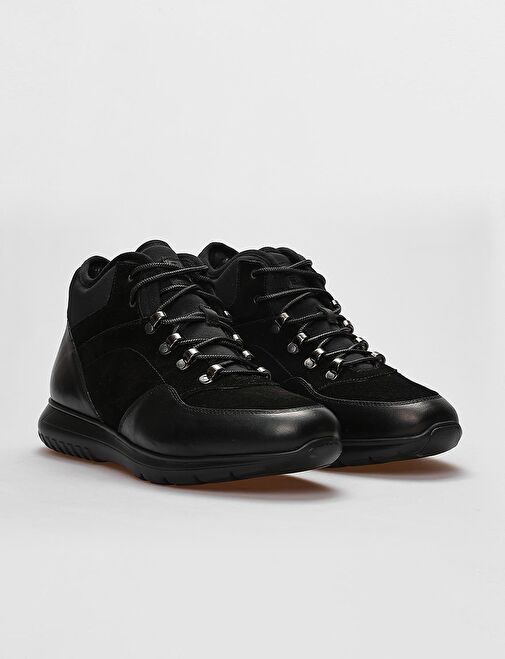 Hakiki Deri Siyah Bağcıklı Kürklü Erkek Günlük Bot - Görsel 3