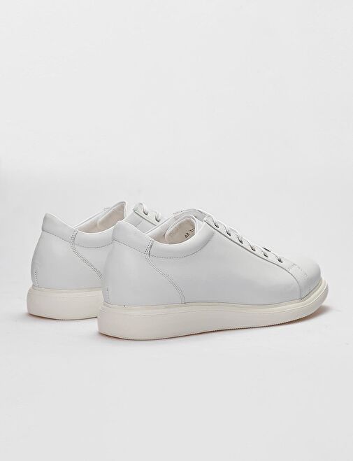 Hakiki Deri Beyaz Bağcıklı Erkek Spor Ayakkabı - Görsel 4