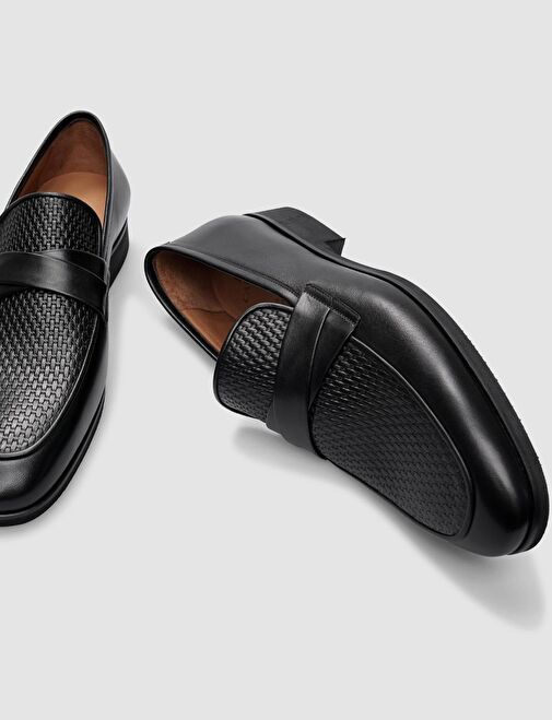 %100 Hakiki Deri Siyah Erkek Klasik Ayakkabı - Görsel 5