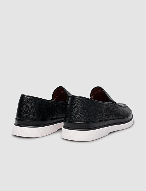 %100 Hakiki Deri Siyah Erkek Günlük Ayakkabı - Görsel 4