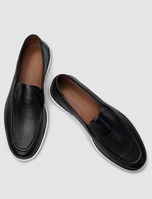 %100 Hakiki Deri Siyah Erkek Günlük Ayakkabı - Görsel 5