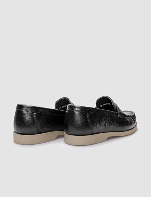 Hakiki Deri Siyah Kadın Günlük Ayakkabı - Görsel 4