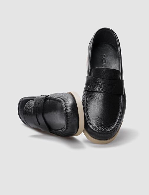 Hakiki Deri Siyah Kadın Günlük Ayakkabı - Görsel 5