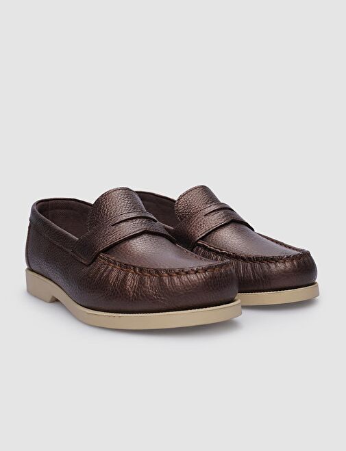 Cabani Ayakkabı Lacivert Kadın Deri Düz Ayakkabı 123894 - Görsel 3