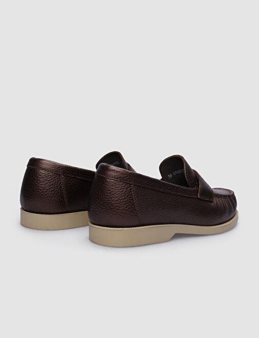 Cabani Ayakkabı Lacivert Kadın Deri Düz Ayakkabı 123894 - Görsel 4