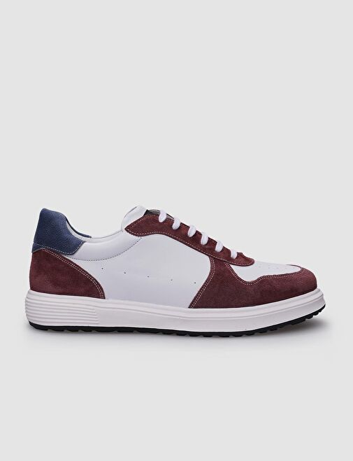 Cabani Ayakkabı Beyaz-Bordo Erkek Deri Sneaker 123974S - Görsel 2
