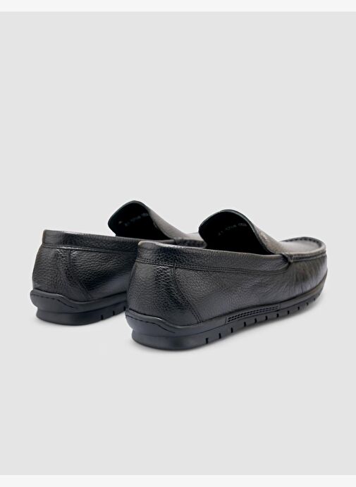 %100 Hakiki Deri Siyah Erkek Günlük Ayakkabı - Görsel 4