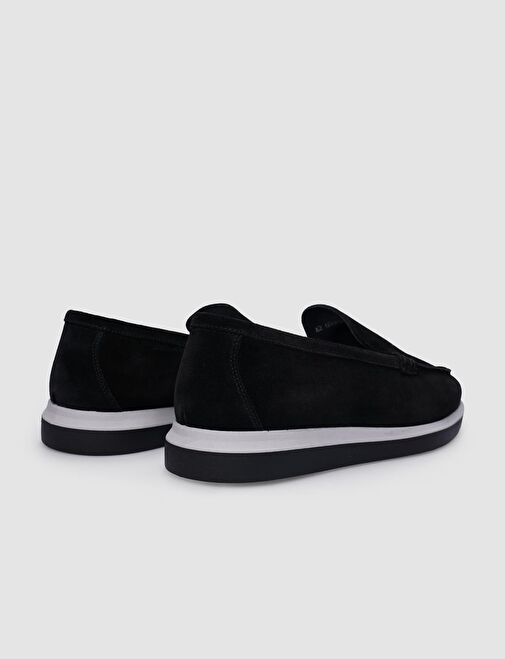 %100 Hakiki Deri Siyah Süet Erkek Günlük Ayakkabı - Görsel 5