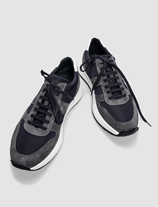 Hakiki Deri Antrasit Bağcıklı Erkek Spor Ayakkabı - Görsel 5