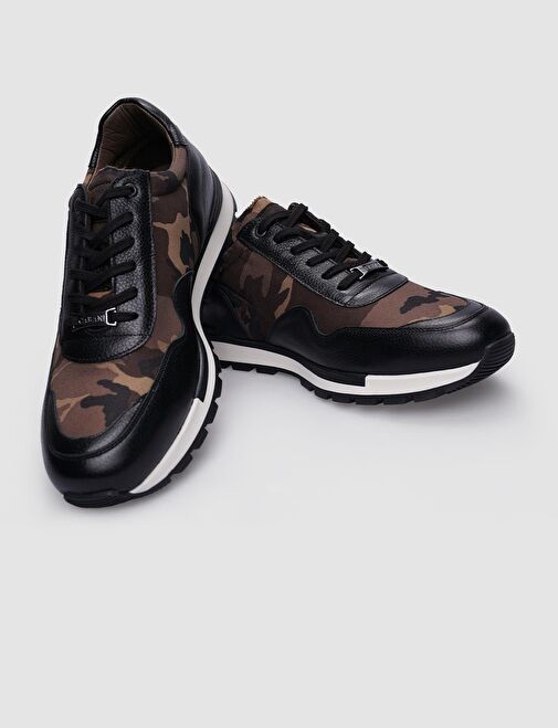 Cabani Ayakkabı Siyah-Kahverengi Erkek Deri - Kumaş Sneaker 112940S - Görsel 5