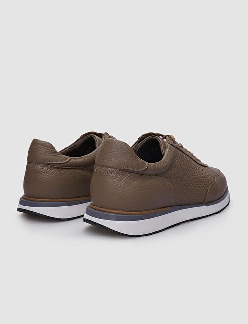 %100 Hakiki Deri Vizon Bağcıklı Erkek Sneaker - Görsel 4