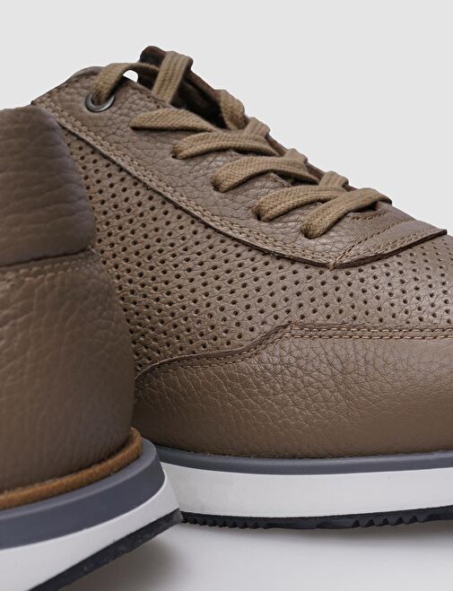 %100 Hakiki Deri Vizon Bağcıklı Erkek Sneaker - Görsel 5