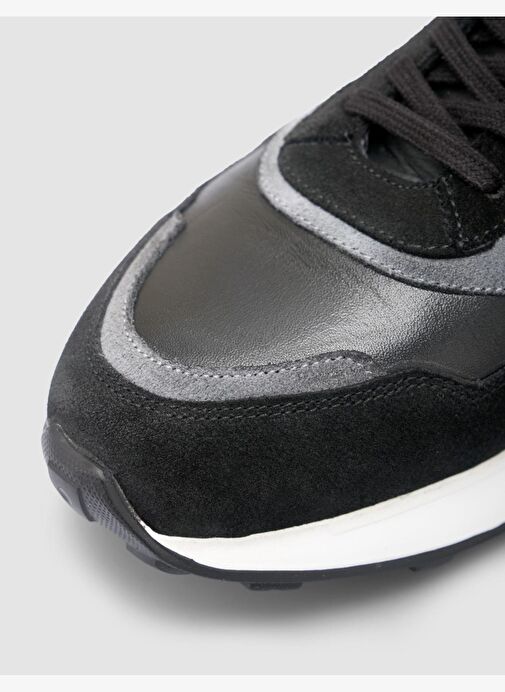 %100 Hakiki Deri Siyah Bağcıklı Erkek Spor Ayakkabı - Görsel 8