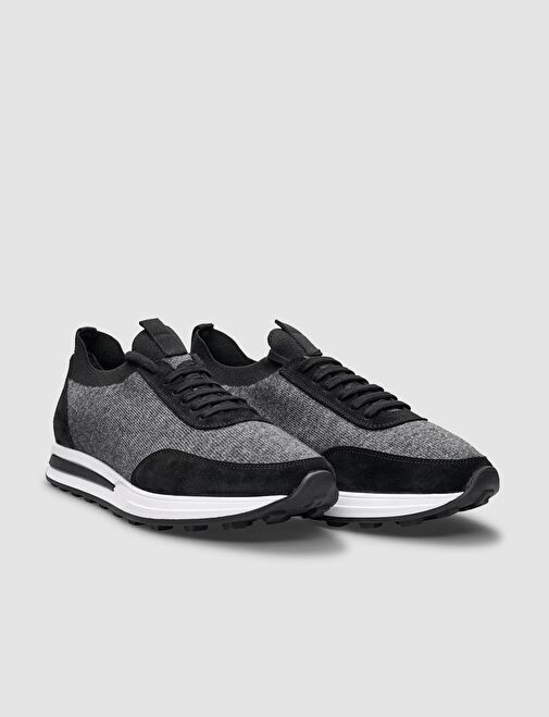 Triko Siyah Bağcıklı Erkek Spor Ayakkabı - Görsel 3