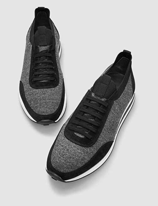 Triko Siyah Bağcıklı Erkek Spor Ayakkabı - Görsel 5