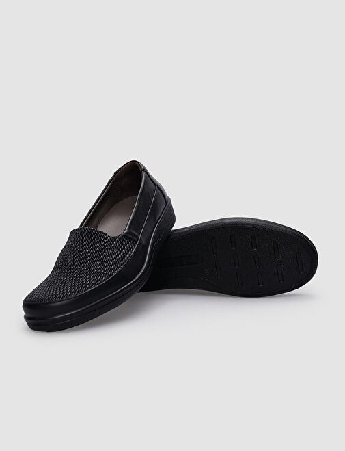 Hakiki Deri Siyah Desenli Kadın Günlük Ayakkabı - Görsel 5