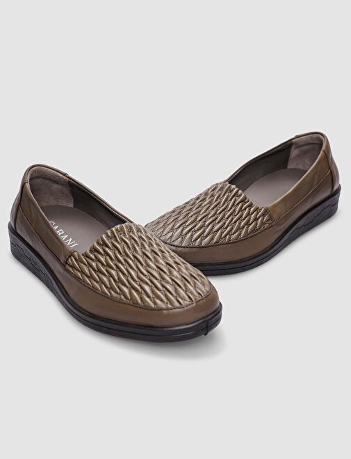 Hakiki Deri Vizon Desenli Kadın Comfort Ayakkabı - Görsel 5