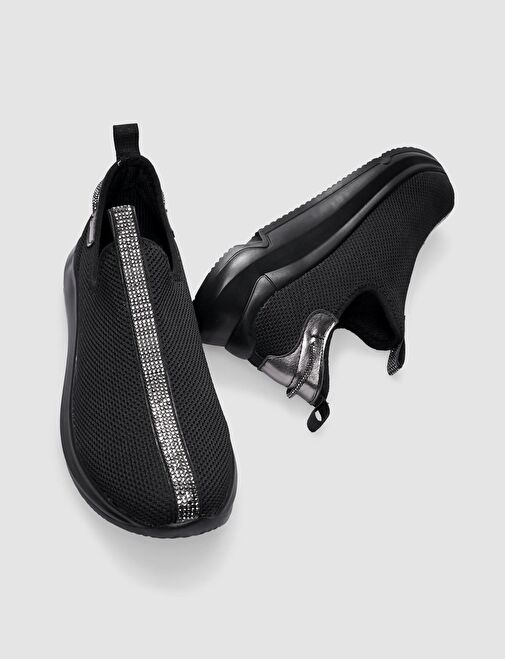 Triko Siyah Kadın Spor Ayakkabı - Görsel 5