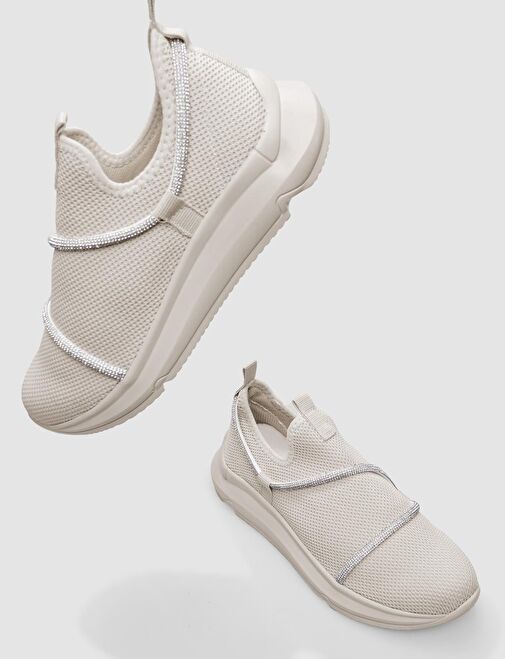 Triko Bej Kadın Spor Ayakkabı - Görsel 5