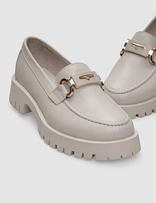 Cabani Ayakkabı Bej Kadın Deri Loafer 29965 - Görsel 5
