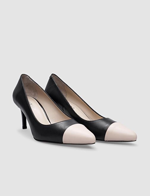 %100 Hakiki Deri Siyah Kadın Stiletto - Görsel 3