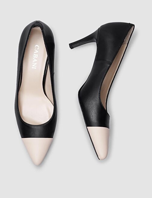 %100 Hakiki Deri Siyah Kadın Stiletto - Görsel 5