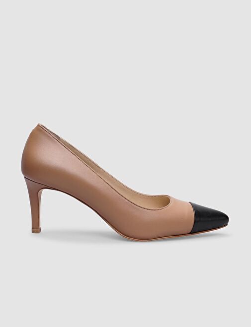 Cabani Ayakkabı Siyah-Bej Kadın Deri Stiletto 124479 - Görsel 2