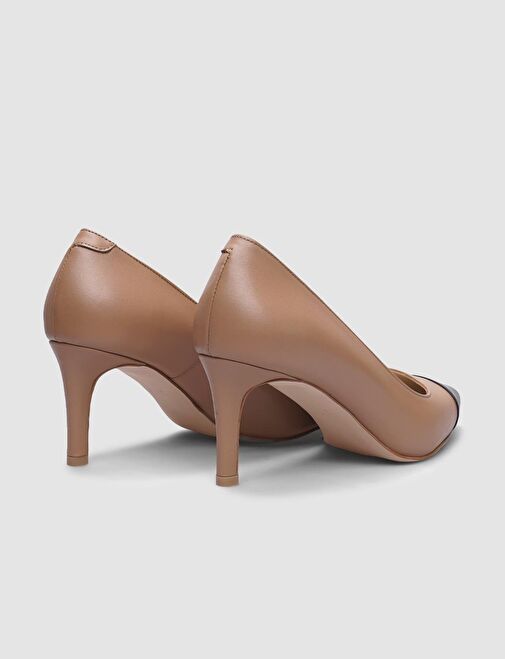 Cabani Ayakkabı Siyah-Bej Kadın Deri Stiletto 124479 - Görsel 4