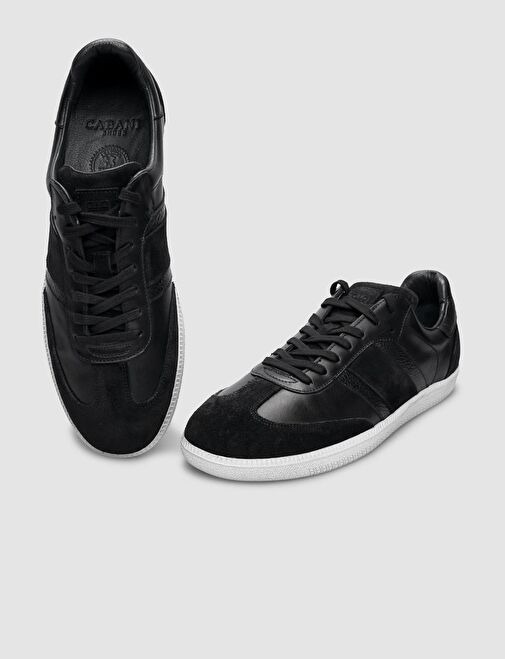 %100 Hakiki Deri Siyah Bağcıklı Erkek Sneaker - Görsel 5