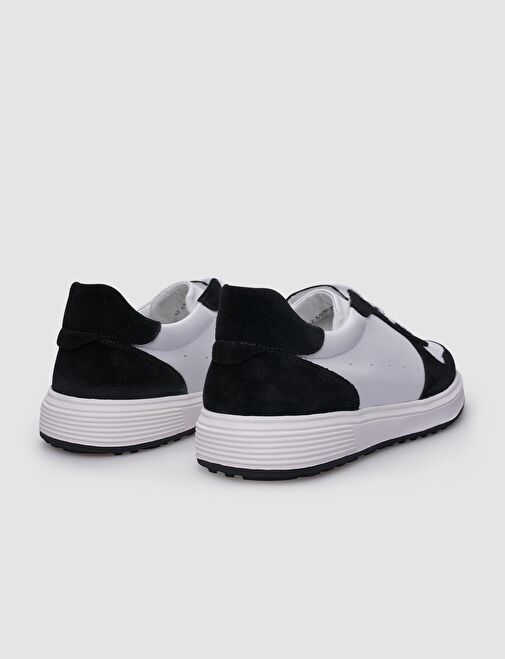 Cabani Ayakkabı Siyah-Beyaz Erkek Deri Sneaker 123974R - Görsel 4