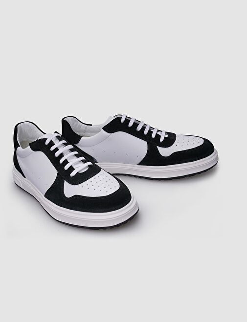 Cabani Ayakkabı Siyah-Beyaz Erkek Deri Sneaker 123974R - Görsel 5