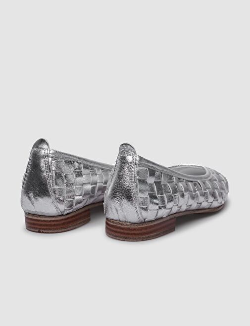 %100 Hakiki Deri Gri Kadın Babet - Görsel 4