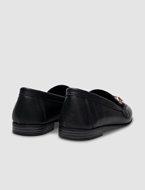 %100 Hakiki Deri Siyah Toka Detaylı Kadın Günlük Ayakkabı - Görsel 4