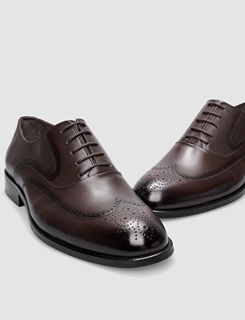 Hakiki Deri Kahverengi Bağcıklı Erkek Klasik Ayakkabı - Görsel 5