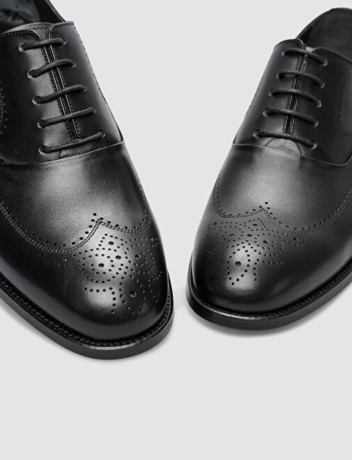 Hakiki Deri Siyah Bağcıklı Erkek Klasik Ayakkabı - Görsel 6