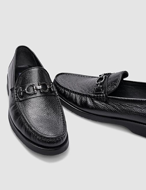 %100 Hakiki Deri Siyah Tokalı Erkek Klasik Ayakkabı - Görsel 5