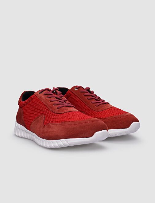 Triko Kırmızı Bağcıklı Erkek Spor Ayakkabı - Görsel 3
