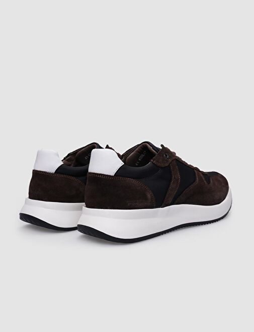 %100 Hakiki Deri Kahverengi Süet Bağcıklı Erkek Spor Ayakkabı - Görsel 4