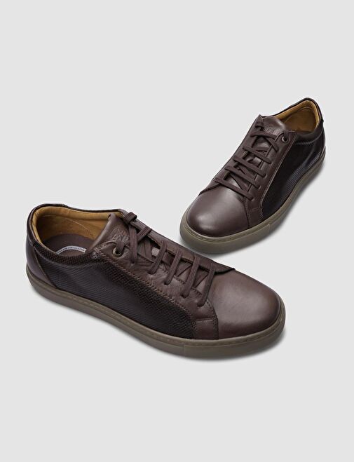 Cabani Ayakkabı Kahverengi Erkek Deri Sneaker 124291R - Görsel 5