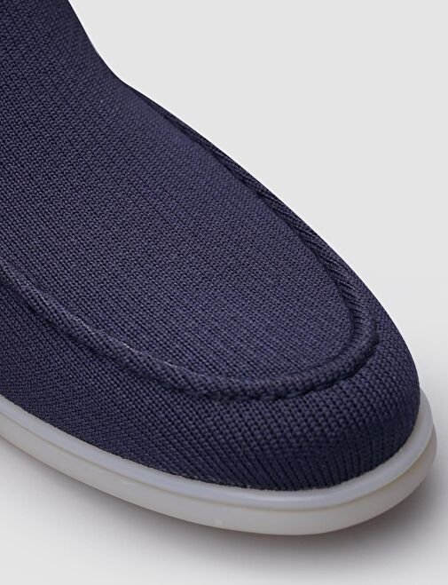 Triko Lacivert Erkek Hakiki Deri Detaylı Loafer - Görsel 5