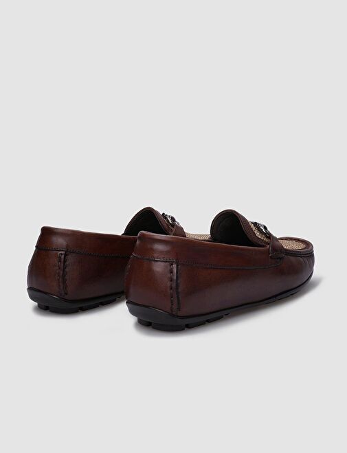 Cabani Ayakkabı Kahverengi-Bej Erkek Deri - Hasır Loafer 124607 - Görsel 4