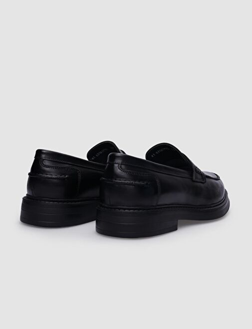 %100 Hakiki Deri Siyah Erkek Günlük Ayakkabı - Görsel 4