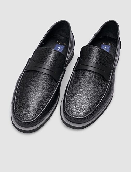 Hakiki Deri Siyah Erkek Günlük Ayakkabı - Görsel 5