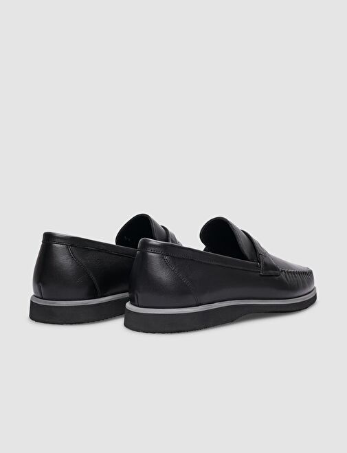 Hakiki Deri Siyah Kemer Detaylı Erkek Günlük Ayakkabı - Görsel 4