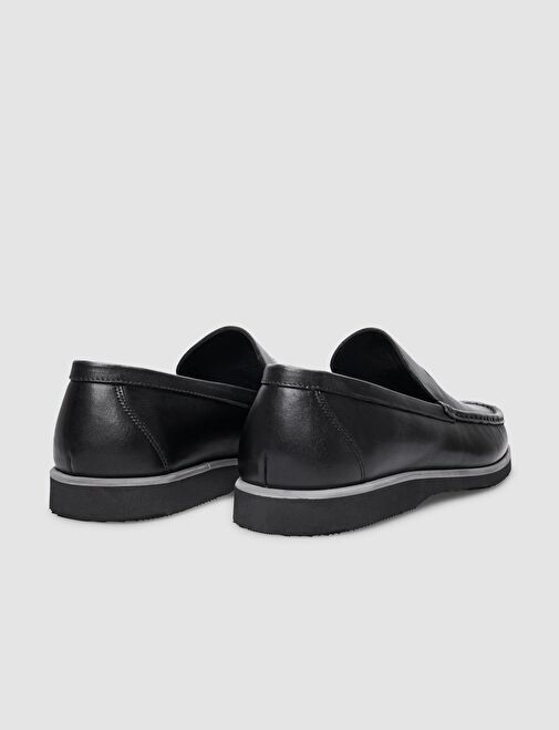 Hakiki Deri Siyah Logo Detaylı Erkek Günlük Ayakkabı - Görsel 4