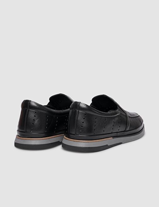 Hakiki Deri Siyah Erkek Günlük Ayakkabı - Görsel 4