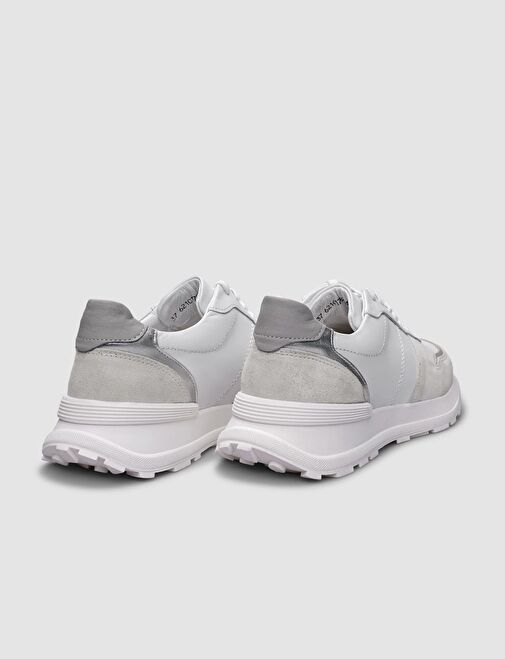 Cabani Ayakkabı Beyaz-Gümüş Kadın Deri Sneaker 124656 - Görsel 4