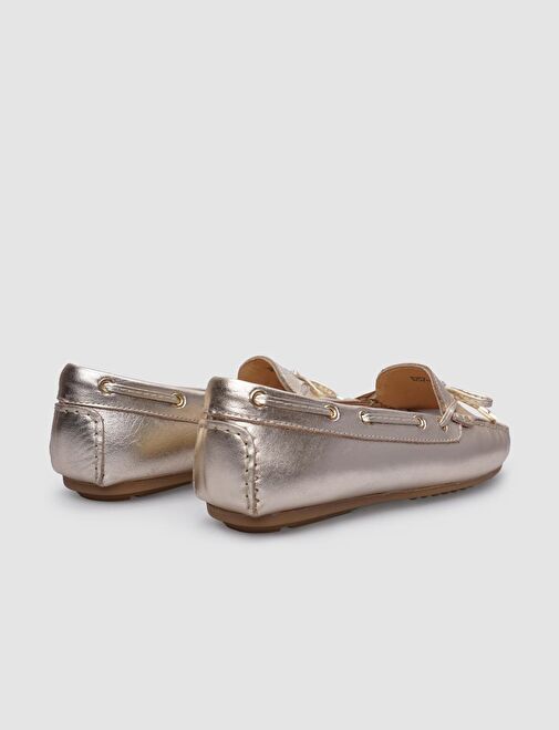 Cabani Ayakkabı Altın Kadın Deri Düz Ayakkabı 124660 - Görsel 4