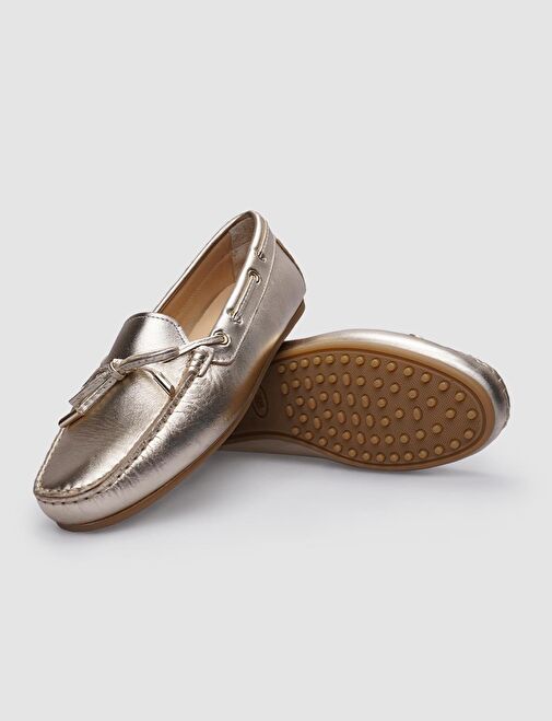 Cabani Ayakkabı Altın Kadın Deri Düz Ayakkabı 124660 - Görsel 5