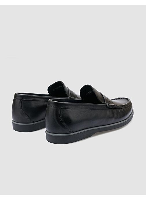 %100 Hakiki Deri Siyah Erkek Günlük Ayakkabı - Görsel 4